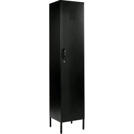 Black Metal Locker Storage Cabinet Cupboard Retro Vintage Narrow 4 Tier 180