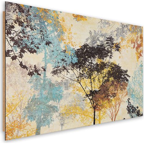 Quadro deco panel, Astrazione di alberi colorati - 90x60 (1/5)