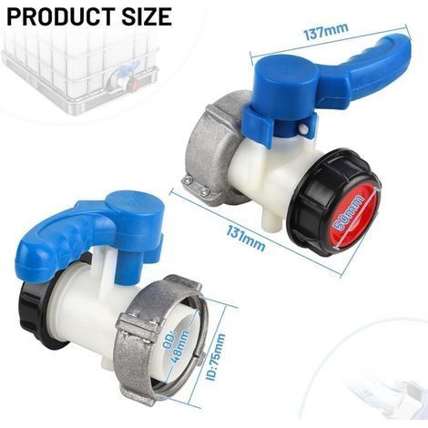 1000-Liter-Tankhahnadapter DN50 (75 mm) IBC-Tankanschluss Ablassventil IBC-Tankadapter IBC-Tankverbinder Absperrklappe (1/4)