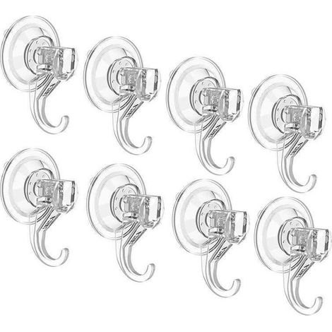 Crochet Ventouses Murale Transparents d’Aspiration, Charge de 3KG, en Plastique Porte Serviette Cintre Entrée Ustensile de Cuisine de Salle de Bain(8 Pack) (1/5)