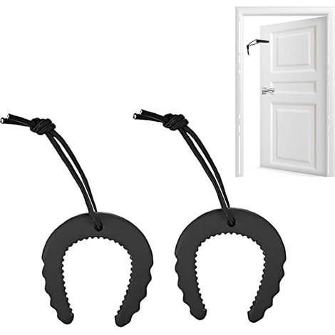 Cales Porte Noires en Caoutchouc Anti-Pincement, Bloc Porte avec Corde Nylon - Butées Porte Portable pour Pompiers, Anti-Claquement Porte (1/5)