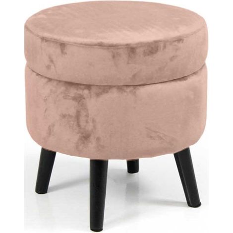 POUF CONENITORE SEDUTA IN VELLUTO E GAMBE NERE 37 X H40 CM COLORE ROSA (1/2)