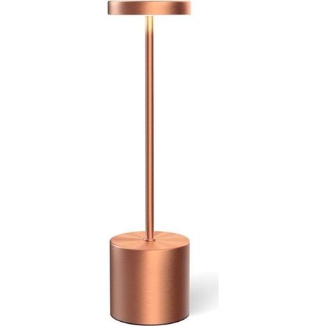 Lampe de table sans fil rechargeable, lampe de bureau LED portable, éclairage de table sans fil à intensité variable 3 couleurs,Or rose (1/4)