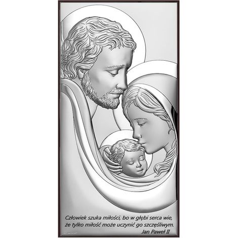 Quadro in argento con la Sacra Famiglia "l'uomo cerca l'amore..." 6650S 7 x 14 cm (1/5)