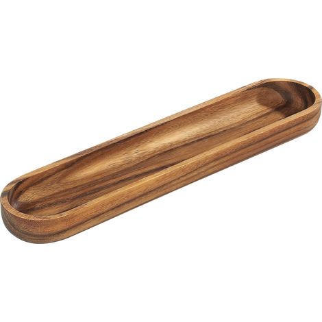 Plateau de Service en Bois d'acacia  Bol à Baguette  Plateau avec poignées  Plateau à Petit-déjeuner  Plateau en Bois décoratif  Tablette pour Vaisselle  Bois Dur Issu de Sources (1/4)