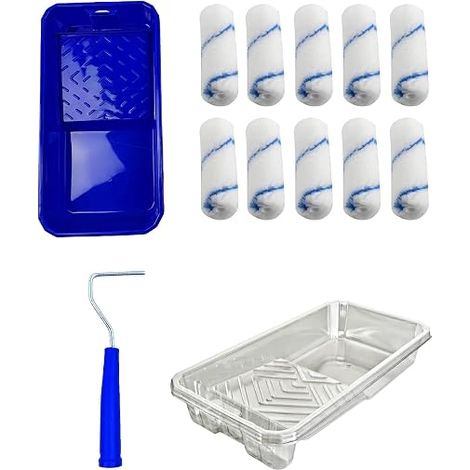 15 pièces Rouleau de Peinture en Mousse 11 cm Couvercle de Rouleau de Peinture en Mousse 10 bac à Peinture Stable 1 bac à Peinture jetable 3 Support de Rouleau de Peinture 1 (1/5)