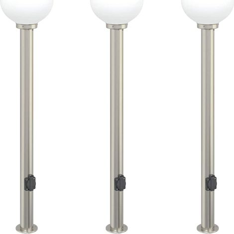 Bornes lumineuses avec sortie lot de 3 120 cm acier inoxydable IP44 vidaXL (1/5)