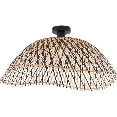 QAZQA Lampada da soffitto alka - Art déco - Bamboo,Metallo - Legno/Nero - Tondo Max. 1 x Watt