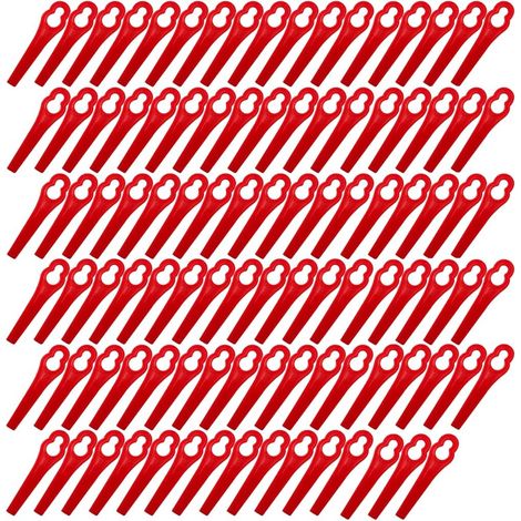Lot de 100 Lames de Rechange en Plastique pour Coupe-Bordure Tondeuse a Gazon Lame Accessoires pour Coupe-Bordures Lame Debroussailleuse Herbe Haute Lames Coupe Bordure Lame Plastique (1/5)