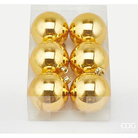 EDG Enzo De Gasperi Palla Natale Poly D 8 Cm Lucida Gold Cf 6 Pz