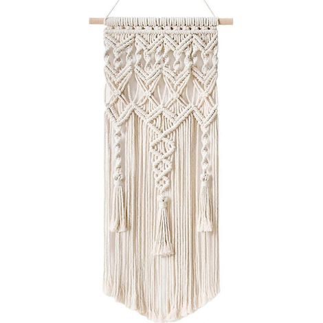 Décoration murale en macramé 35 x 75 cm, style bohème chic, géométrique, tissée, idéale pour un appartement, une chambre ou un dortoir. Décoration de Noël bohème chic. (1/5)