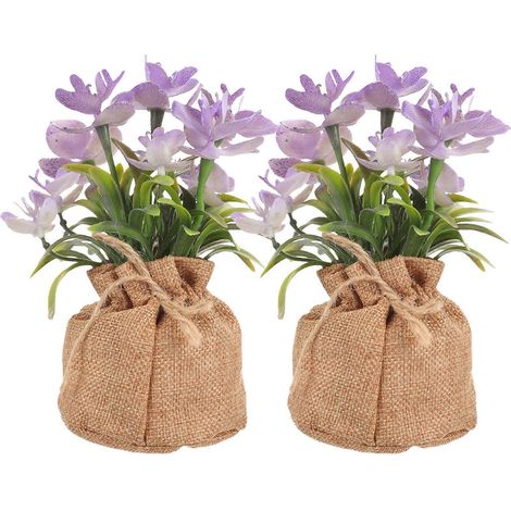 Lot de 2 orchidées artificielles en plastique, disposées en pots pour la décoration de jardin (1/5)