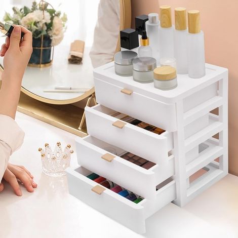 Desktop Storage Box Desk Organizer with Drawer 4-drawer Organizer (1/5)