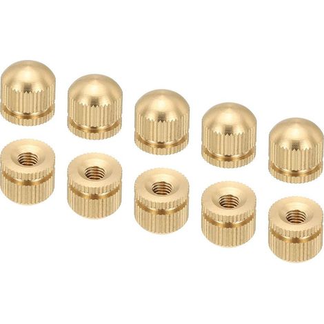 Packung mit 10 M5 x 12 x 12 mm Domkopfmuttern, Schraubenmuttern, gerändeltem Innengewinde, dekoratives Lampenzubehör (1/4)