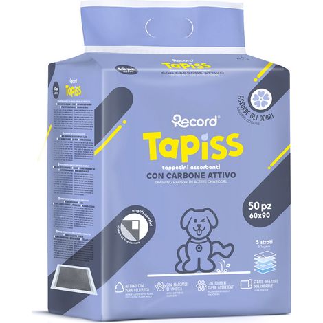 Tapiss 50 tappetini assorbenti ai carboni attivi per cani e gatti 60x90 cm