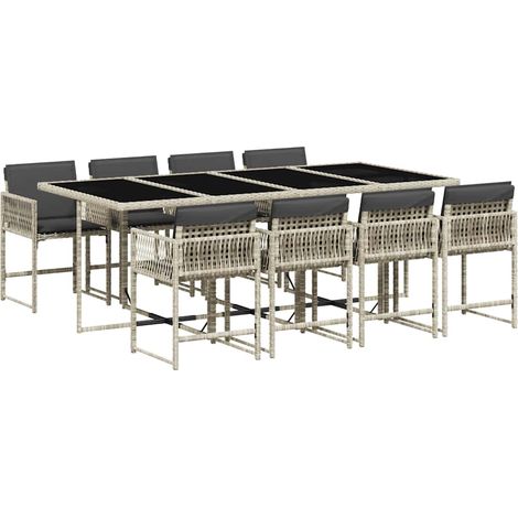 Maison Exclusive - Set comedor de jardín 9 pzas cojines ratán sin