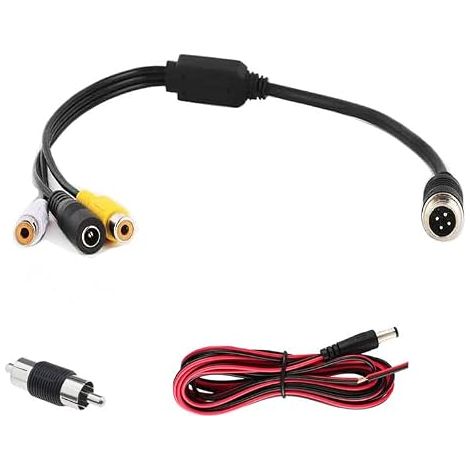 Adaptateur d'aviation 4 broches câble d'aviation femelle 4 broches vers adaptateur cc RCA câble audio et vidéo pour système de caméra de recul de stationnement de bus/camion (1/2)