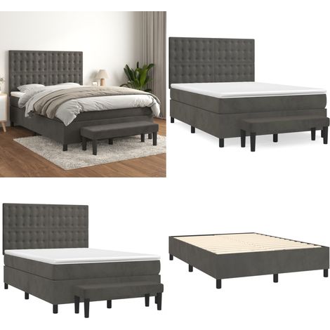 Boxspringbett mit Matratze Dunkelgrau 140x200 cm Samt - Samtbett - Boxspringbett - Doppelbett - Bettauflage - Nachttisch - Home & Living (1/5)
