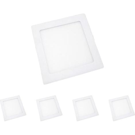 Pack de 5 - Downlight Dalle LED 24W Extra Plate Carrée BLANC - Blanc Chaud - SILUMEN (1/5)