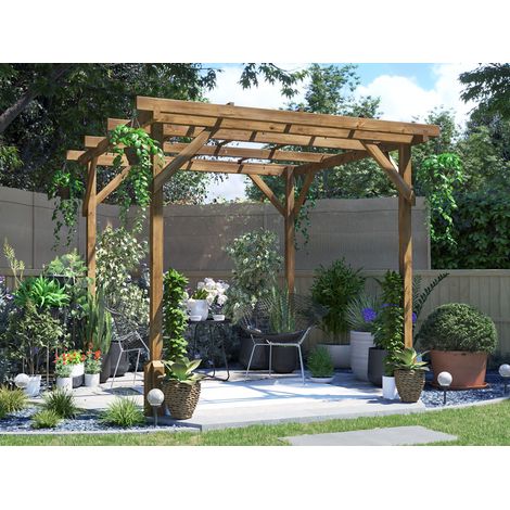 Dunster House Wooden Pergola Garden Plants Frame Utopia 2m x 2m (6' 6" x 6' 6")