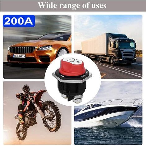 Interruttore batteria auto 50A - Mini selettore batteria max. CC 50V, CONT 75A INT - Ideale per auto, moto e apparecchiature elettriche (spina da 200A, 50A con cavo elettrico 8AWG) (1/4)