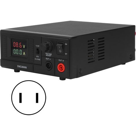 Convertisseur AC-DC 30A 13.8V réglable 7.5V-15.8V affichage numérique couleur pour radios véhicules marins prise US 110V (1/5)