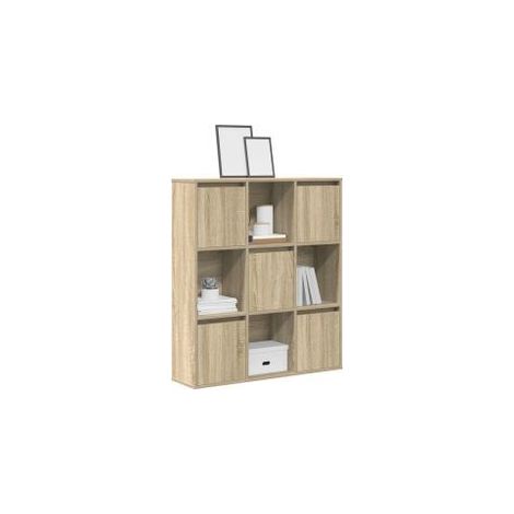 Meuble de rangement Kate 89cm - 4 niches 5 portes-Chêne clair (1/5)