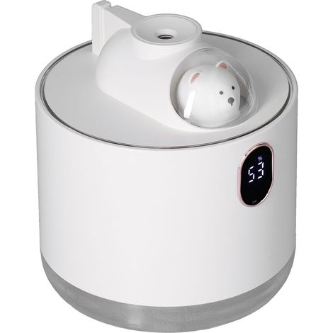 Humidificateur grande capacité 500 ml, veilleuse en forme d'avion spatial, chargement USB, pour voiture et maison (blanc). (1/5)