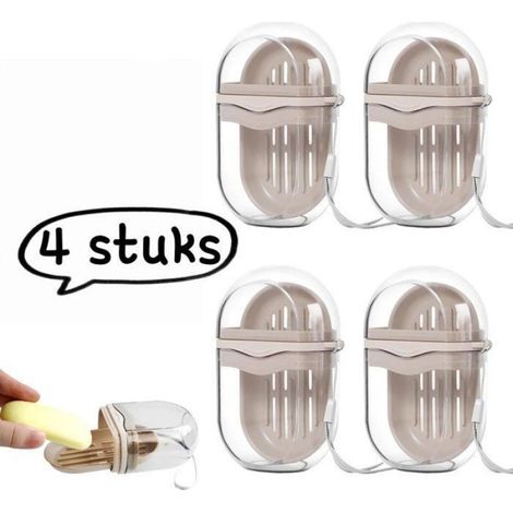 Porte-Savon Voyage - Boîte Étanche avec Couvercle et Bouchon d'Égouttage - Pour Salle de Bain Camping Randonnée - Lot de 4 (1/3)