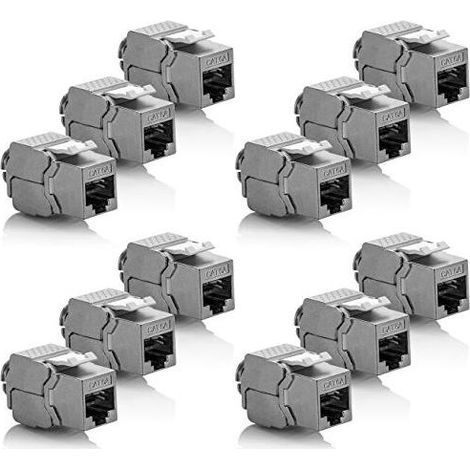 12x Module Keystone CAT 6a Jack - Blindé STP Connecteur RJ45 Installation Snap-In Montage Câble Brut CAT 500Mhz 10GBit/s (1/4)
