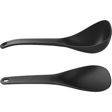 lot de 2 spatules à riz, cuillère à riz, support, spatule à riz, ustensiles de cuisine ménagers, couverts, couverts (noir) (1/5)