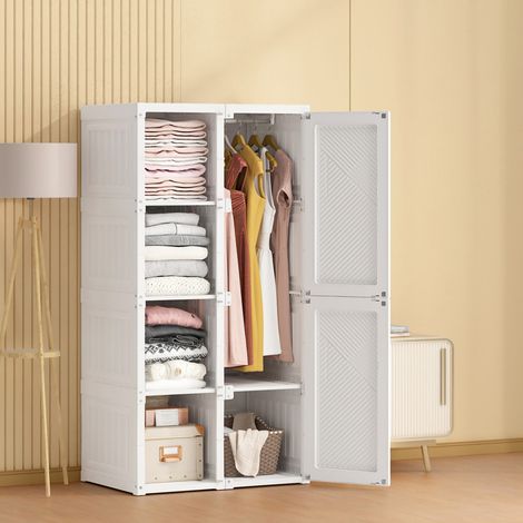Armoire pliable 6 portes, avec tringle et fermeture magnétique, multifonction et facile à assembler. Pour salon ou chambre, blanc, 69x50x136 cm (1/5)
