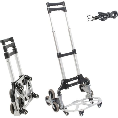 Todeco Carrello pieghevole leggero in alluminio a 10 ruote, carrello pieghevole con corde di espansione, regolazione in altezza, 4 quattro ruote universali, carrello di trasporto carico 80 kg (1/5)