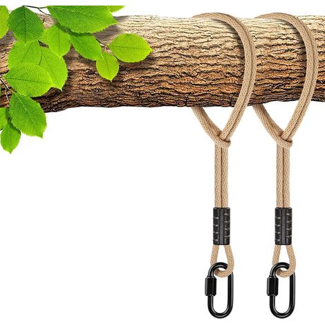 Lot de 2 cordes de fixation réglables pour balancelle de hamac avec mousqueton, capables de supporter un poids de 453 kg, utilisées pour les balançoires d'aire de jeux et le yoga, 360 cm (1/5)