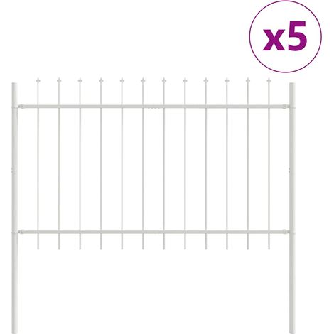 Maison Exclusive - Gartenzaun 5 pcs Weiß 8,5 x 1 m Pulverbeschich