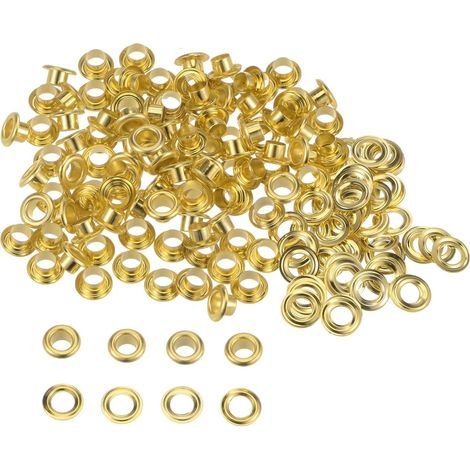 100 - Œillets en Métal - Rondelles - Fixation Renforcée pour Cuir et Tissu - Projets DIY - Or - 4,5mm x 9mm (1/5)