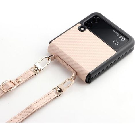 Housse - Samsung - Z Flip 3 - Fibre de carbone - Coque rigide - Avec lanière (1/4)