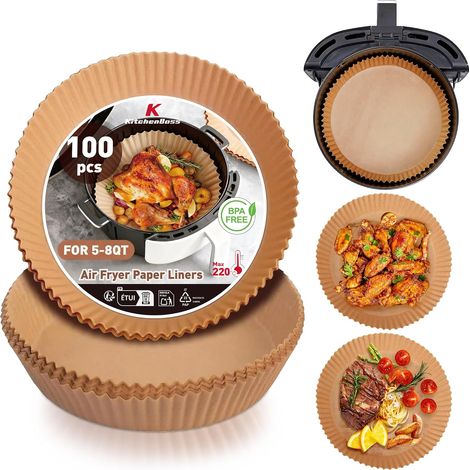 Papier Cuisson - 100 Pièces - Papier Sulfurisé - Antiadhésif Résistant 220°C - Air Fryer Four Micro-ondes - 20cm (1/5)