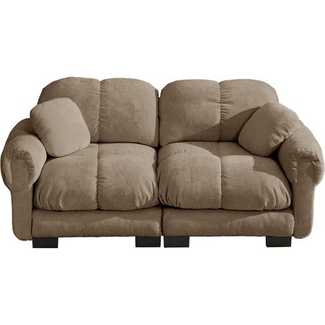 Canapé 2 places modulable en tissu marron, dossier galbé, coussins épais, montage facile et style élégant pour salon, 190 x 86 x 90 cm - CHICFURN (1/5)