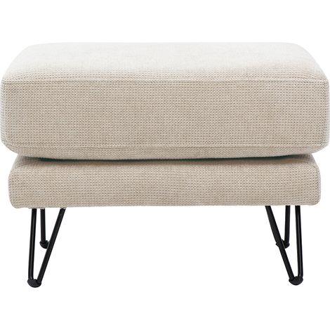 Pouf repose-pieds en tissu chenille beige et métal OSLO (1/4)