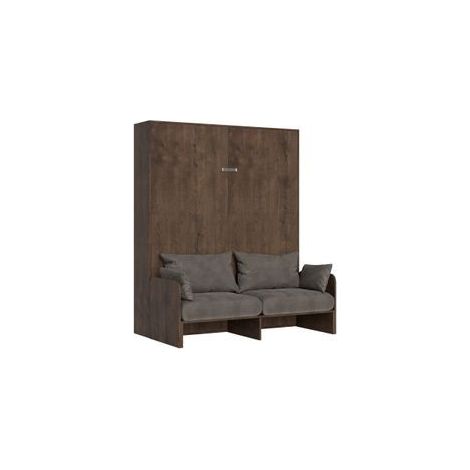 Lit escamotable vertical noyer avec canapé tissu Bounto 160x190 de tissu-Canapé 19 (1/5)