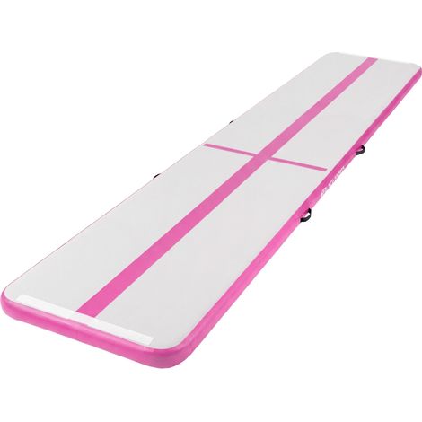 ECD Germany Aufblasbare Gymnastikmatte Turnmatte Airtrack 5m, Rosa, 10 cm Dicke, Tumbling Matte Air Matte Track Trainingsmatte Fitnessmatte Sportmatte Yogamatte mit Tragetasche & elektr. Luftpumpe