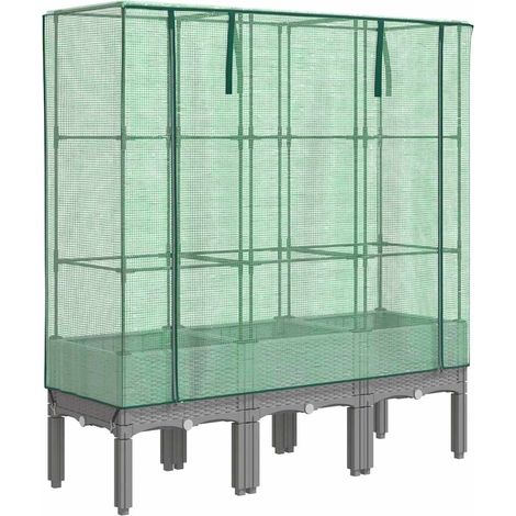 Maison Exclusive - Hochbeet mit Gewächshaus-Aufsatz Rattan-Optik