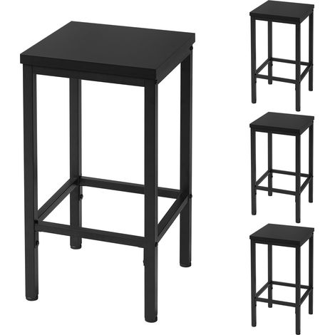 Lot de 4 tabourets de bar industriels, repose-pieds, 33x65x33 cm, noir, 1060BY-4 (1/5)