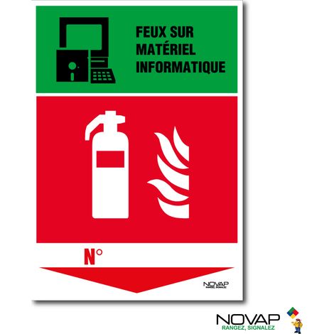 Panneau Extincteur feu sur matériel informatique - Rigide A5 - 4600567