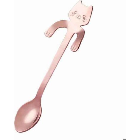 Cuillère À Café - Acier Inoxydable - Forme Chat - Rose Gold - 1 Pièce