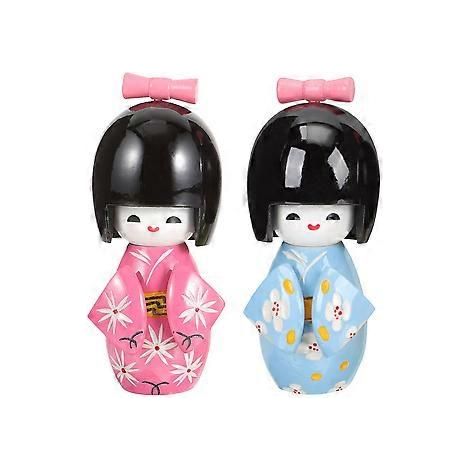 Stück japanische Puppen im Kimono-Stil, Puppenschrank aus Holz, japanische Figuren, Tischdekoration für japanische Restaurants (Farbe sortiert)