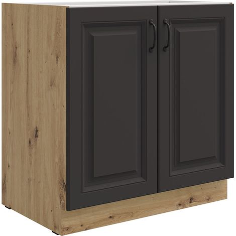 Unterschrank 80 cm Stilo Grau + Eiche Artisan Küchenzeile Küchenblock Küche (1/5)