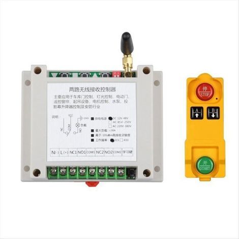 Télécommande Sans Fil Universelle AC220V 380V 2 Canaux 433 MHz pour Contrôle de Moteur D'Usine et Portail de Circulation (1/4)