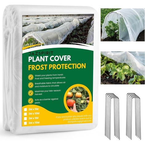 Gartenvlies 35g/m² Frostschutz mit 10 Erdnägeln, 2x5m Abdeckvlies Winterschutz (1/5)